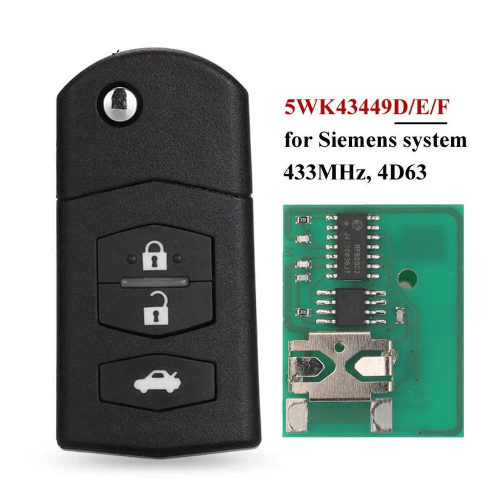 jingyuqin 3BTN Flip Car Remote Key Fob For Mazda 5WK43449D /5WK43449E /5WK43449F