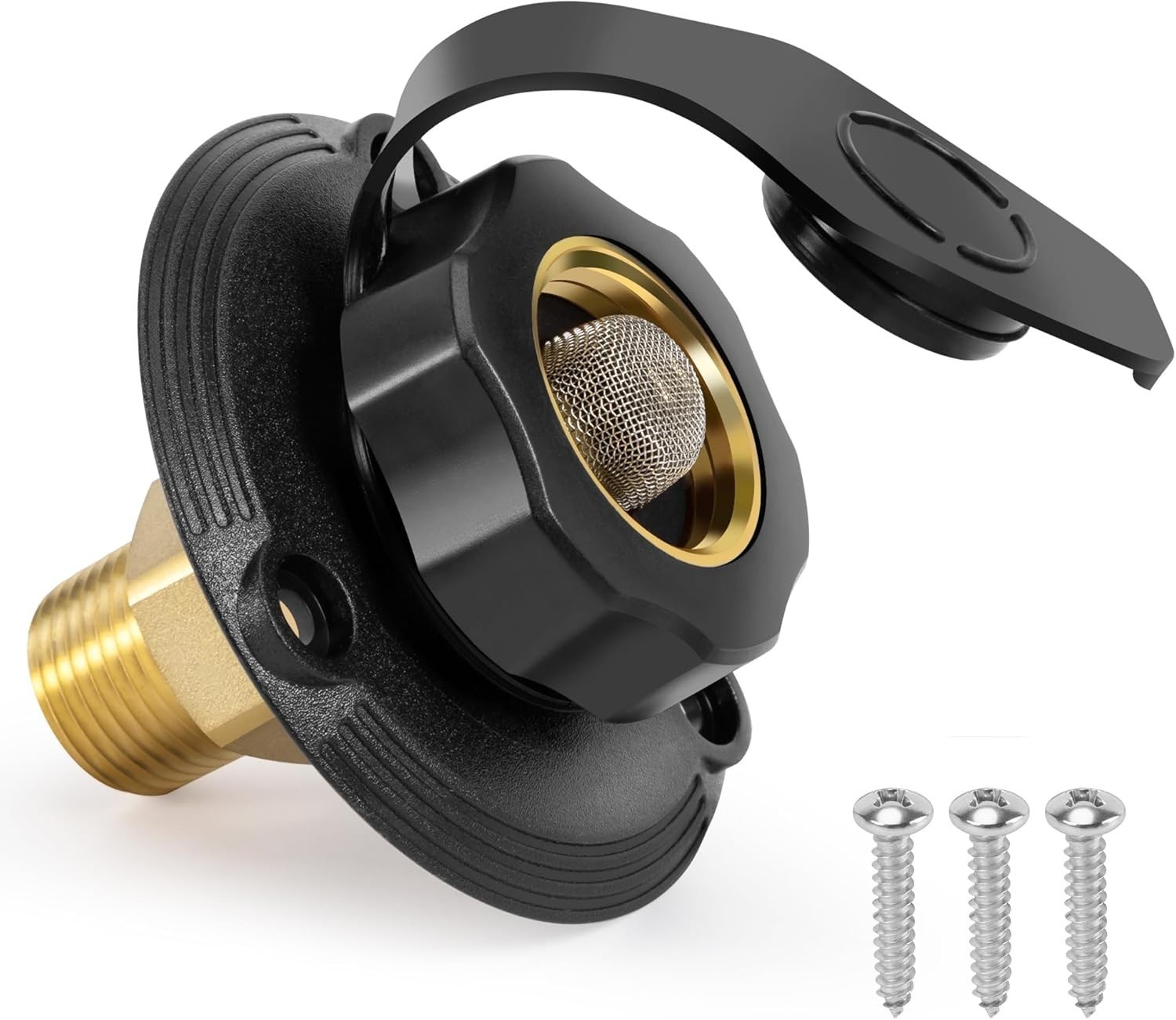 Black Universal Direct Replacement RV Water Inlet