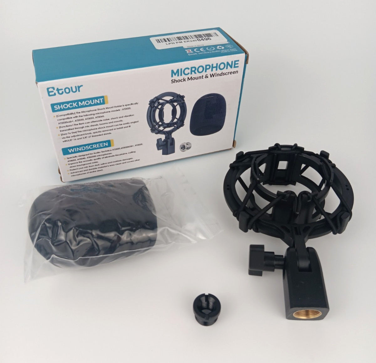 Etour Microphone Suspension Shock Mount and Windscreen for Recording