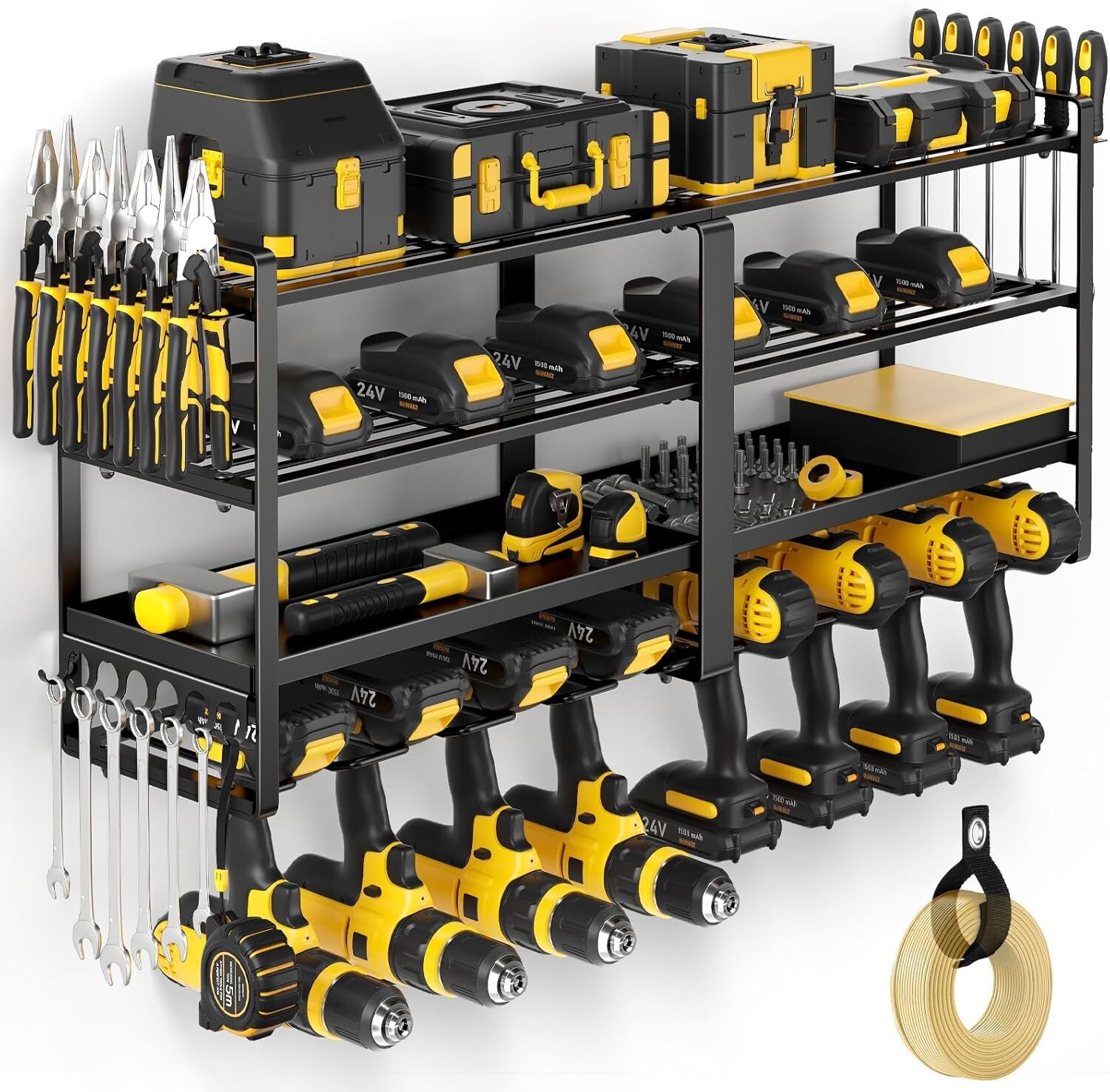 Power Tool Organizer Wall Mount Extended Large Heavy Duty Drill Holder 4 Layers