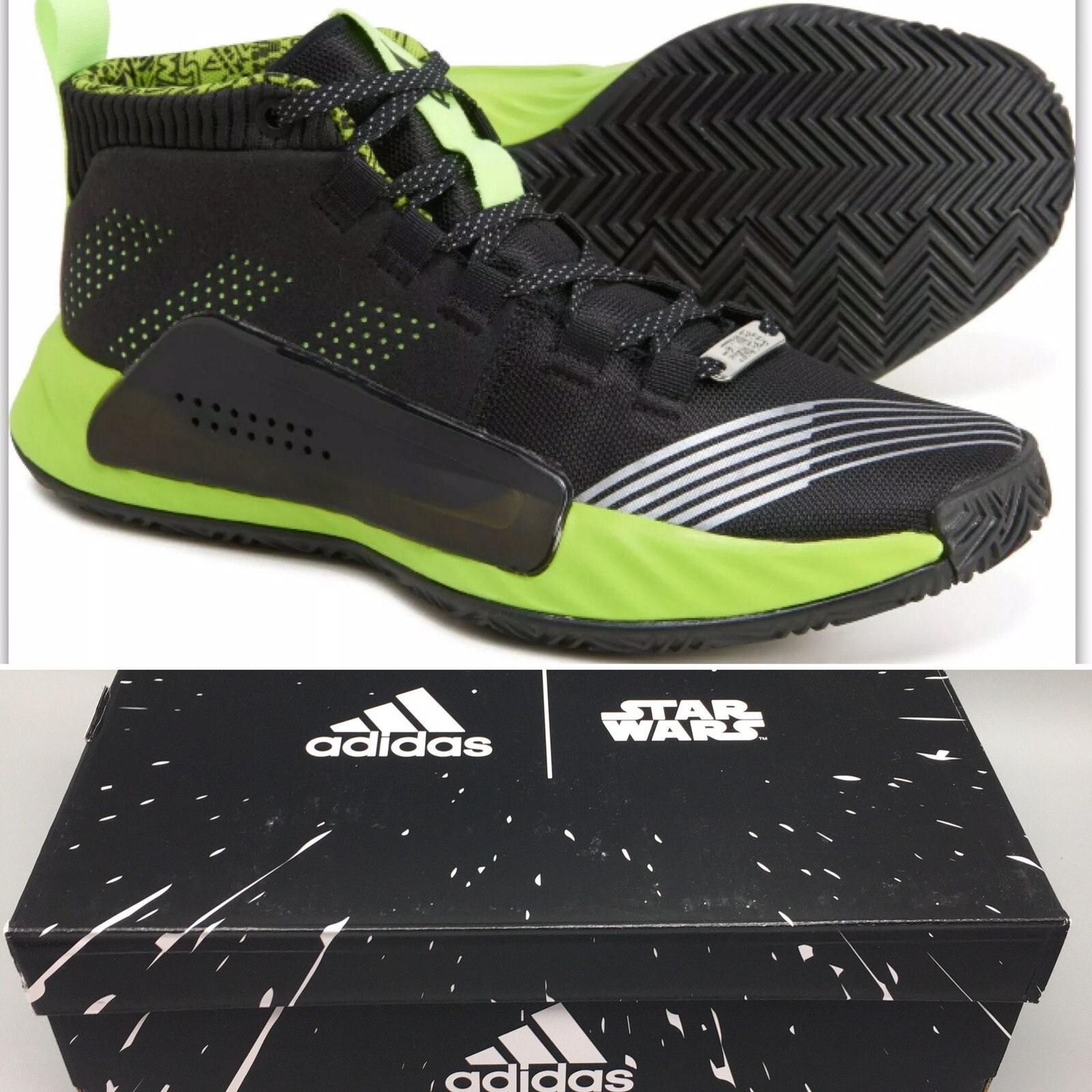 adidas Star Wars Lightsaber Dame 5 Basketball Shoes Sneaker Black Green SZ 6 Boy