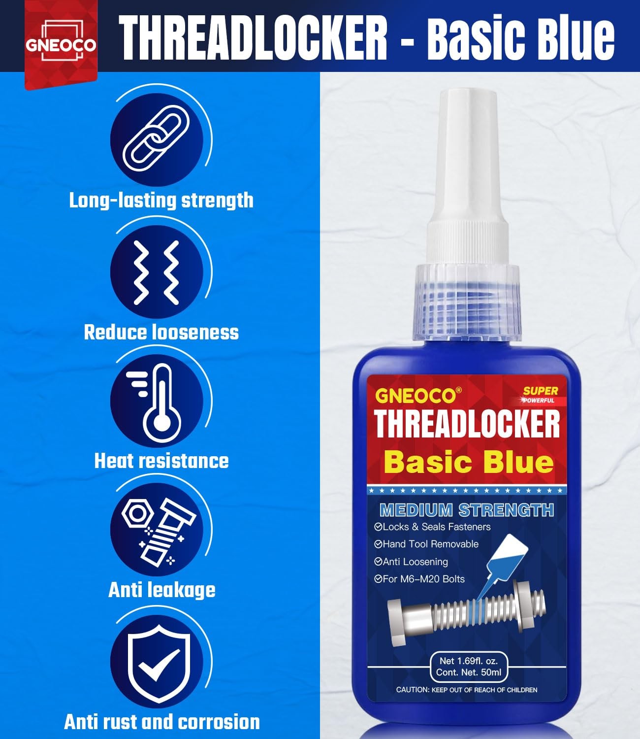 ThreadLocker Blue and Red, Thread Lock Medium High Strength Tight...
