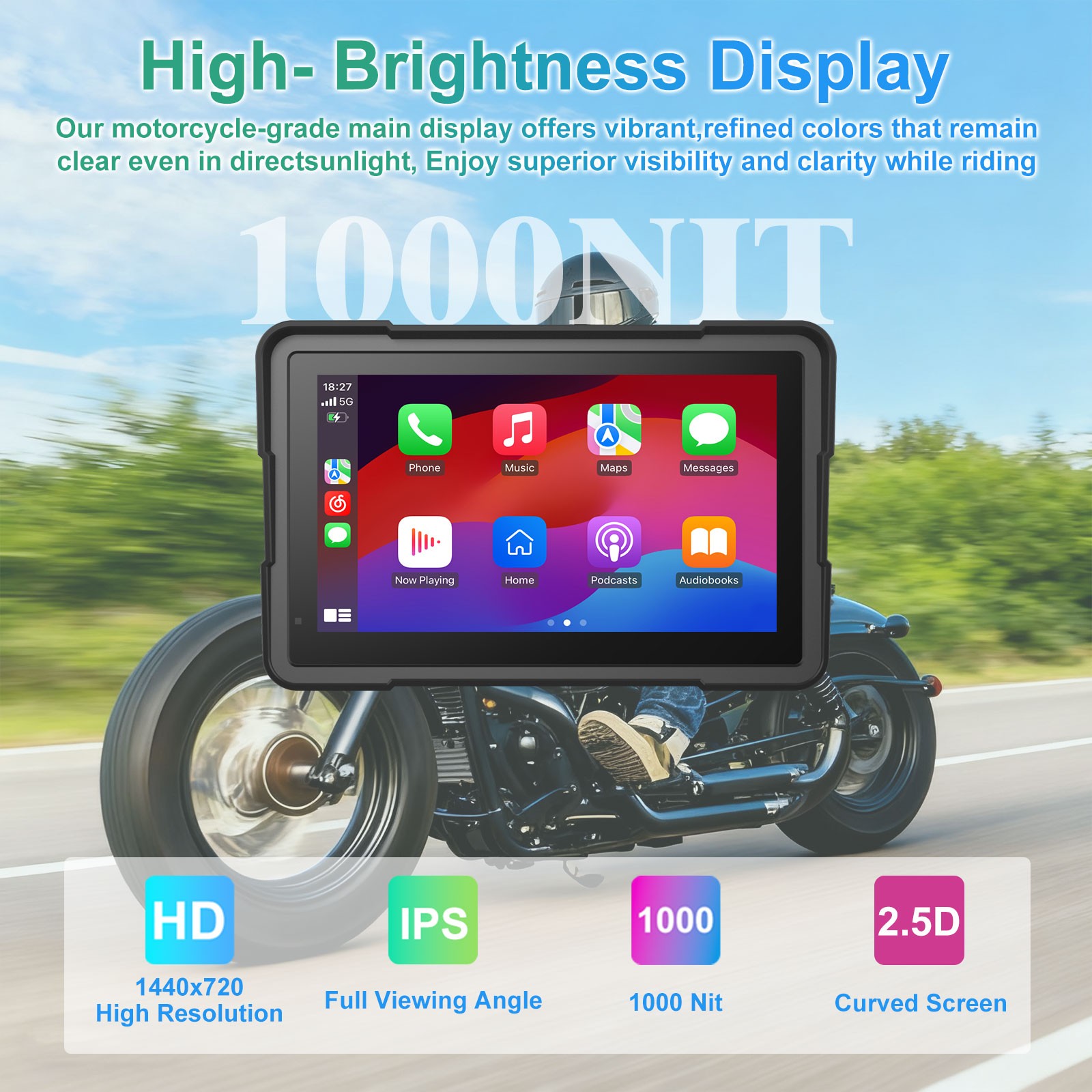 for BMW Motorcycles Touchscreen,Plug & Play Display,Support CarPlay/Android Auto