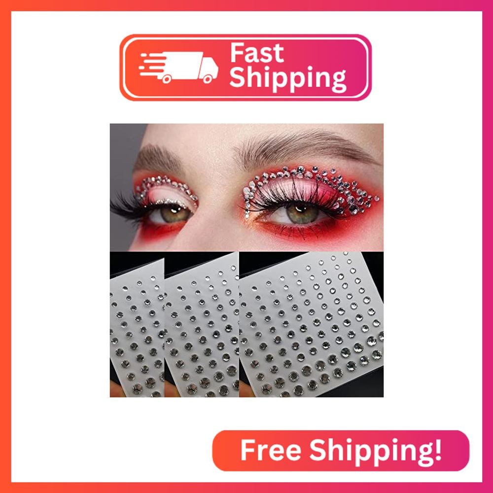 Eye Body Face Gems Jewels Rhinestone Stickers Acrylic Self Adhesive Crystal Whit