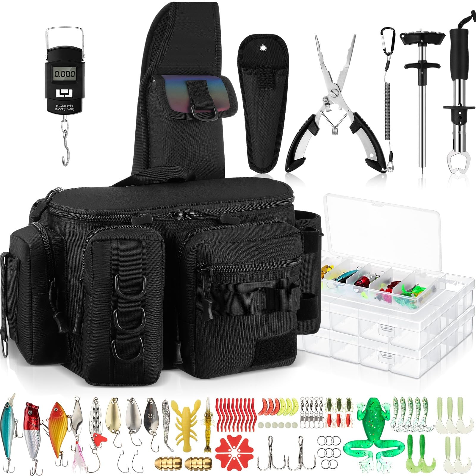 88 Pcs Fishing Tackle Kit Fishing Pliers Set Fishing Tackle Bag Fishing Lures...