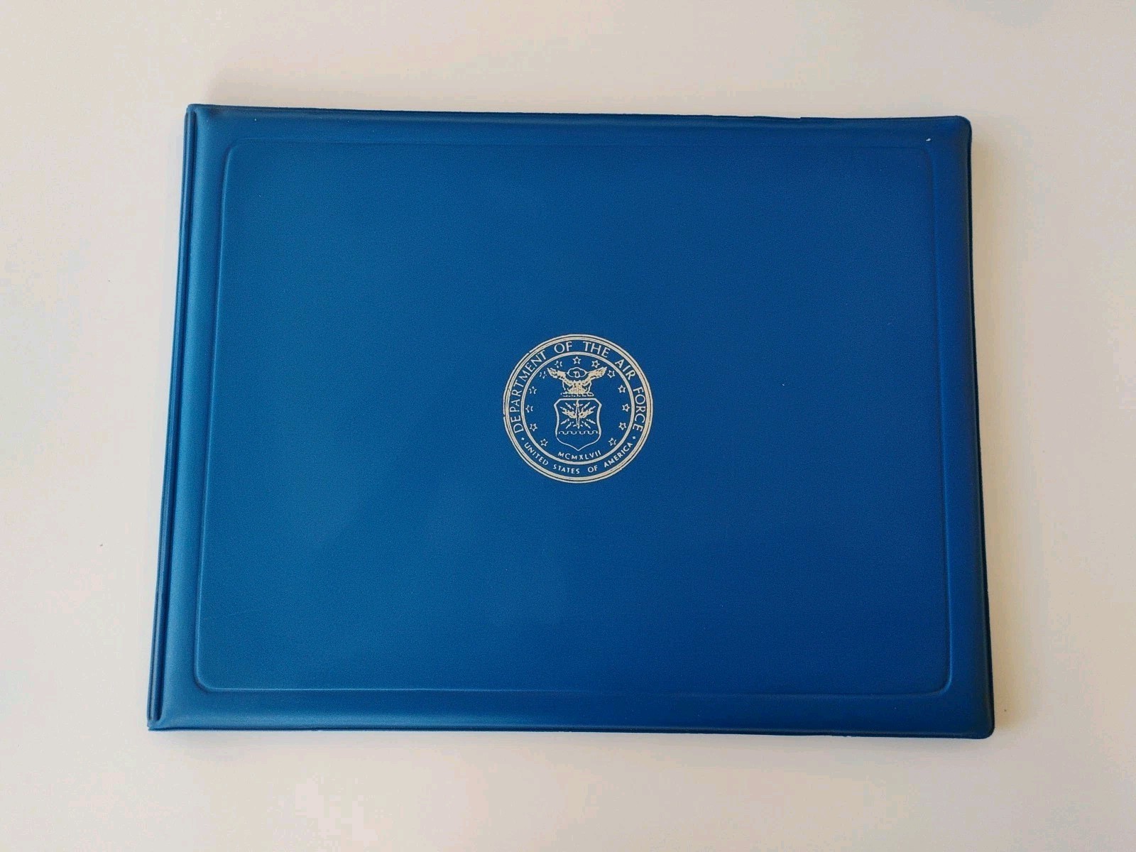BLUE USAF Air Force Certificate Award holder folder with Air Force Emblem