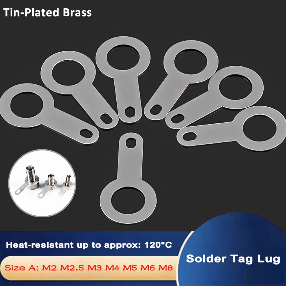 Solder Tag Lug Ring Earth Connector Tin-Plated Brass M2 M2.5 M3 M4 M5 M6 M8