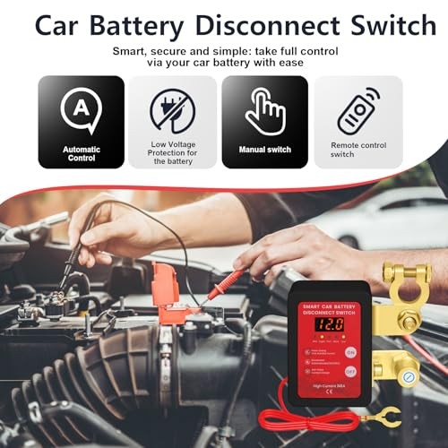 Remote Battery Disconnect Switch-Kill Switch for Car with Voltage black
