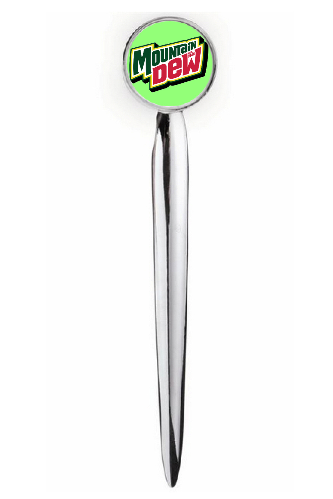 'Mt Mtn Mountain Dew NEW logo Letter Opener Metal Silver Tone Executive w/ case
