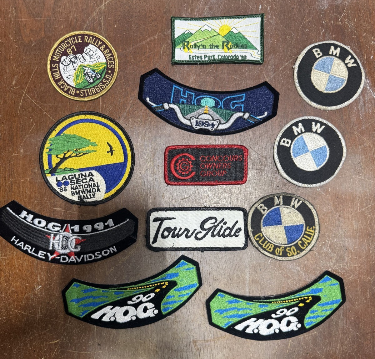 Vintage Motorcycle Patches Lot Harley Davidson HOG BMW Tour Glide Biker Vest