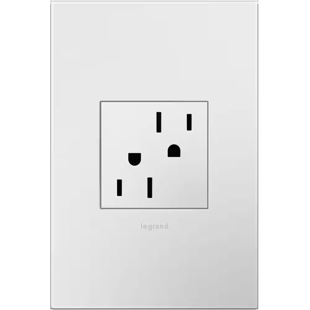 Adorne 15 Amp 125-Volt Tamper Resistant Duplex Outlet with Wall Plate, White