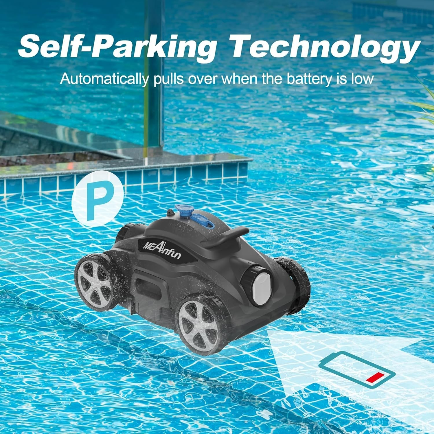 CORDLESS BLUE ROBOTIC POOL CLEANER Meanfun MF-PC01 GRAY NEW