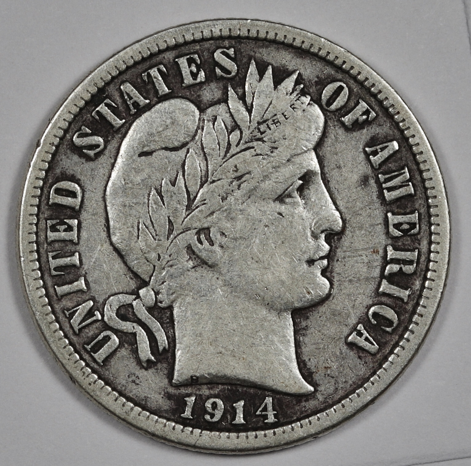1914-s Barber Dime.  VF.  203327