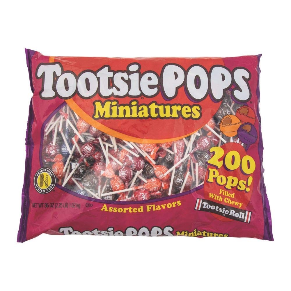 Miniature Tootsie Roll Pops - 200 Pops Filled with Chewy Tootsie Roll - 18
