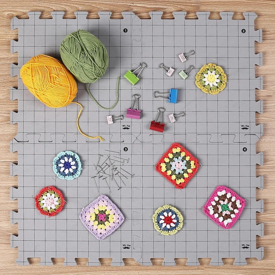 - Blocking Mats for Knitting & Crochet Projects, 12" X 12", 9 Pack with 150 Pcs