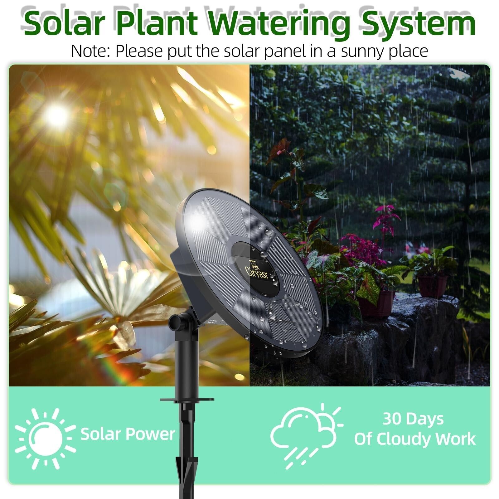 50ft Solar Drip Irrigation Automatic Watering System 2200mAh Battery 6 Timer