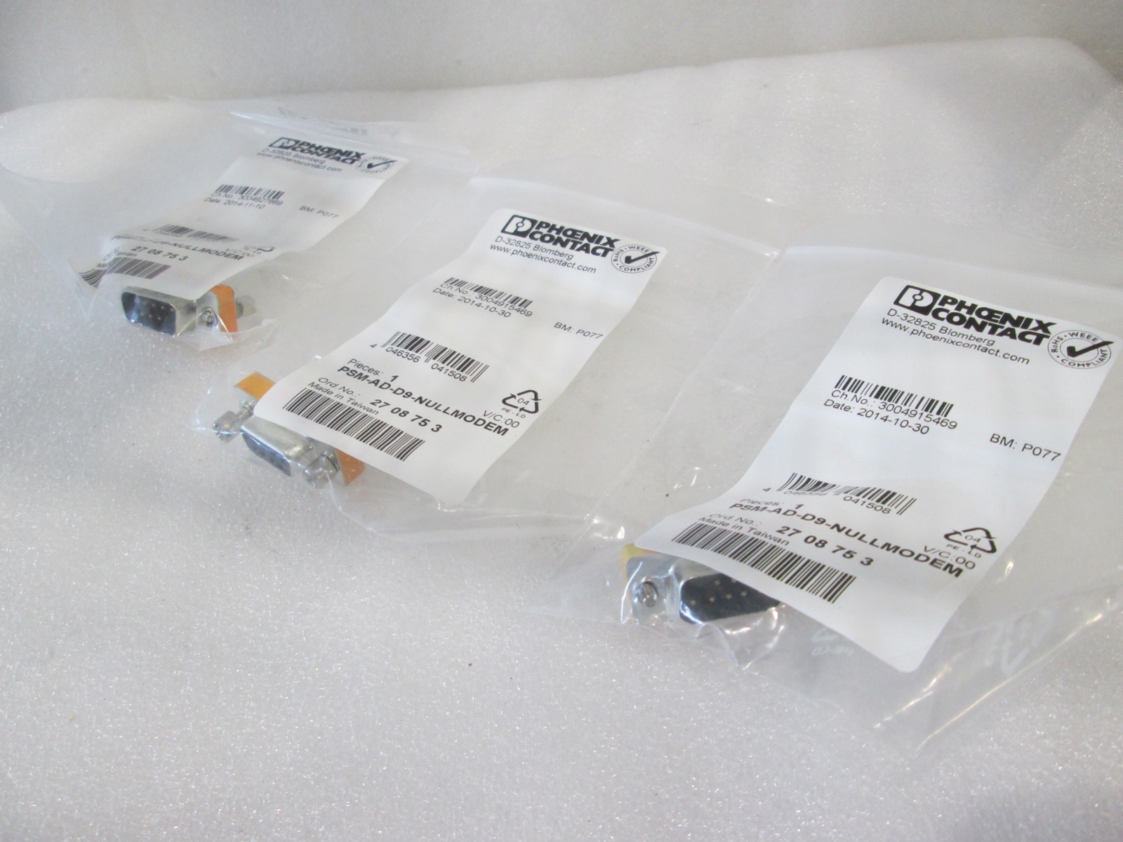 Phoenix Contact, PSM-AD-D9-NULLMODEM, Cable Connecter Adapter, New, Lot of 3