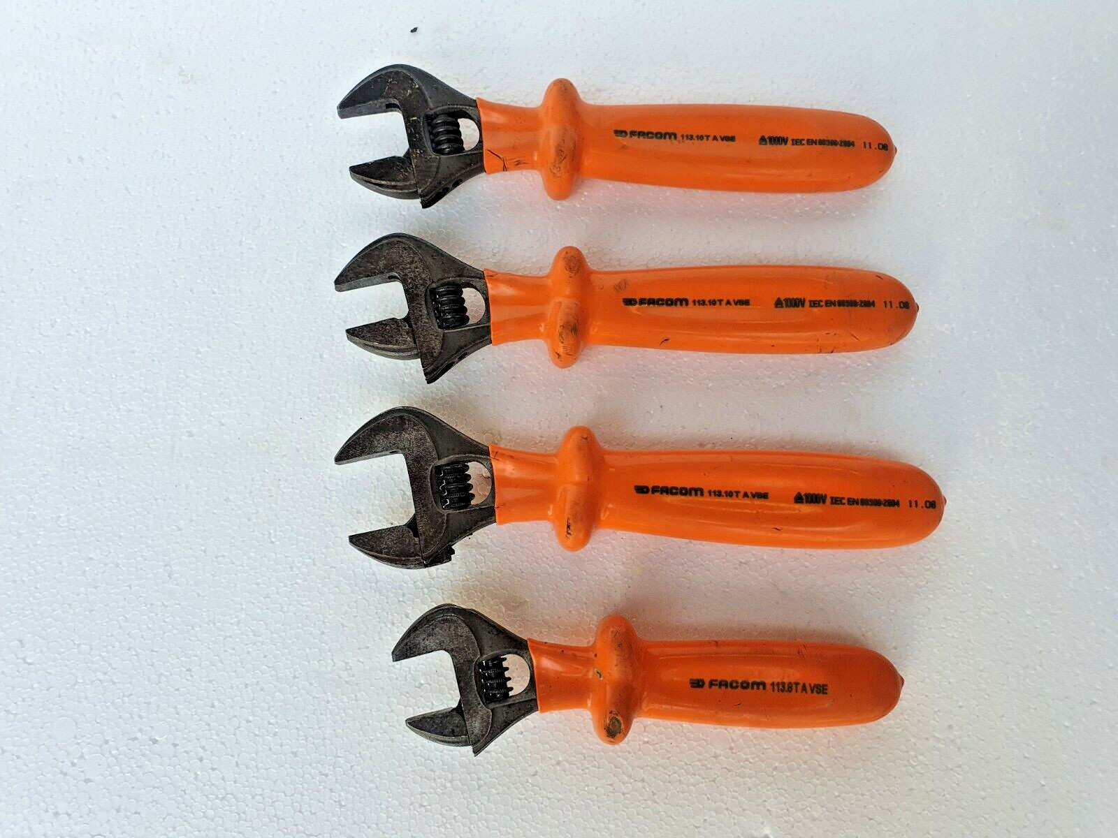 LOT OF 4 FACOM 113.10TAVSE + 113.8TAVSE Insulated Adjustable Wrench, 1000 Volts