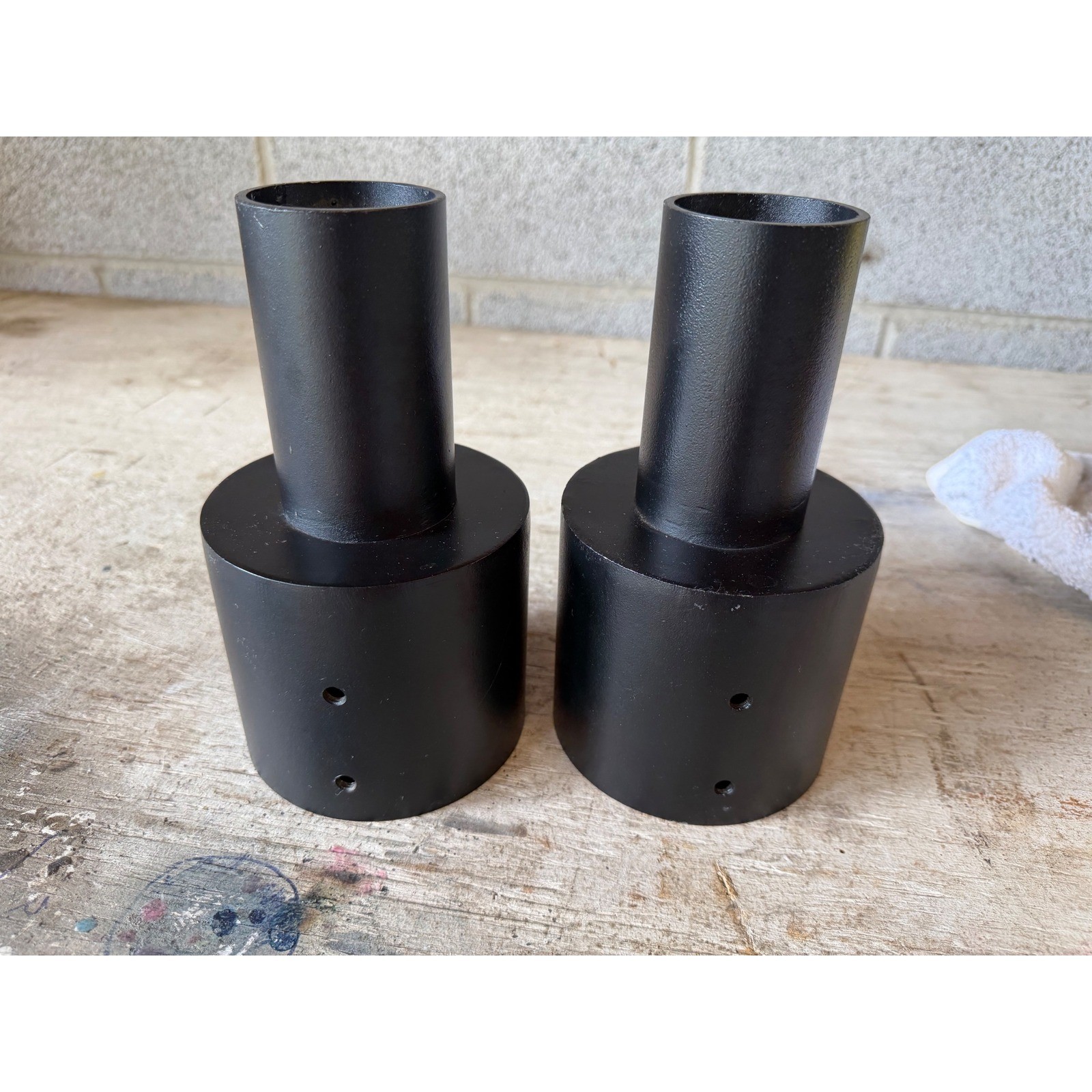 Lot of 2 Heavy Duty 4" to 2-3/8" Light Pole Tenon Adapters Steel Black