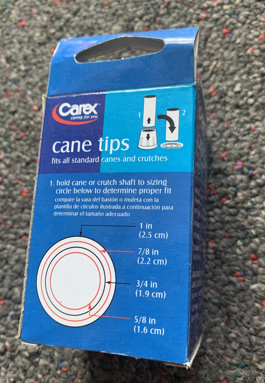 Cane Tips Carex A719-00 7/8in Black/2 Pack - New