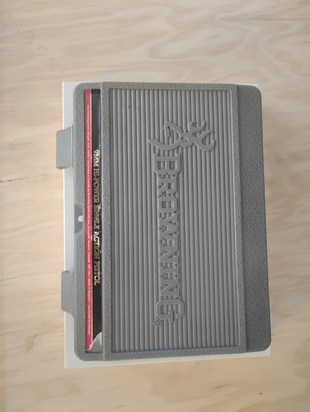 Browning 9mm Hi-Power Pistol Hard Case Gray Plastic Vintage