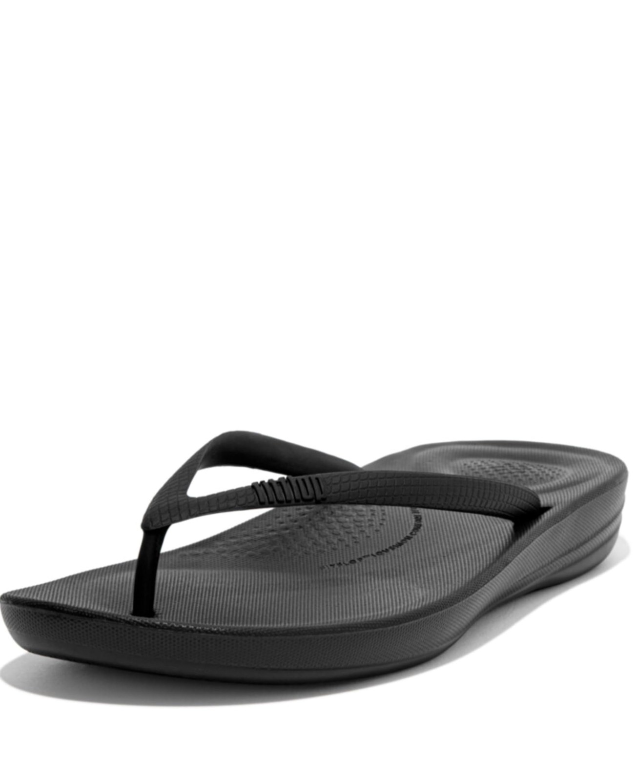 FitFlop Womens iQushion Rubber Flip-Flops All Black, Size 7 US Women