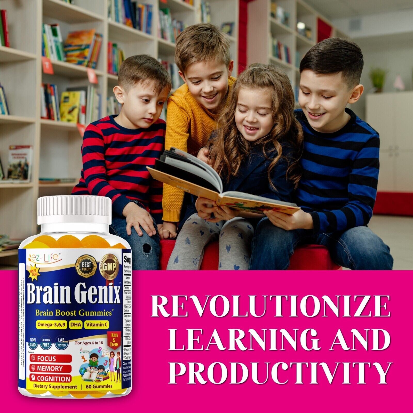 Kids Brain Focus Memory Booster + Brain Health Supplement + Omega 369 -03/12/25