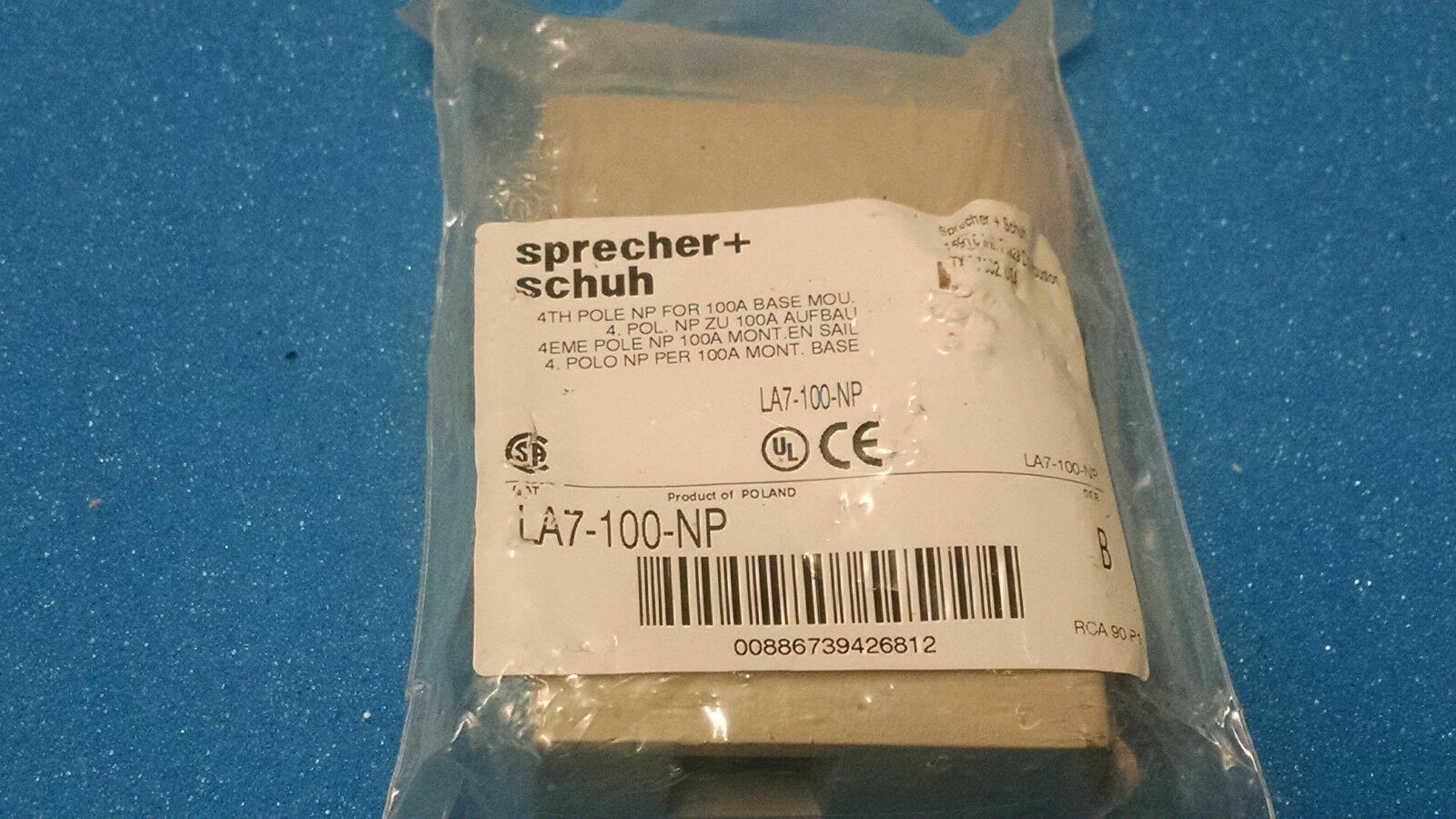 Disconnect Switch/Fourth Pole/for 100a /Base Mount/ SPRECHER+SCHUH L7-100-NP