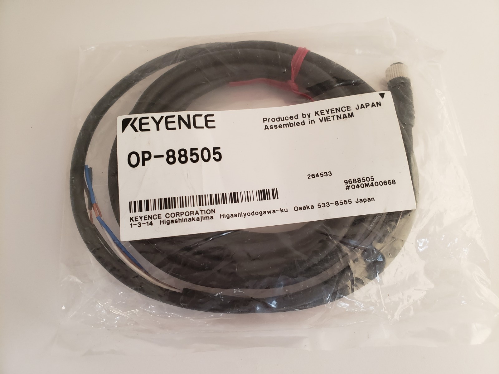 KEYENCE OP-88505 CABLE COMPACT LASER SENSOR 4 PIN NIB
