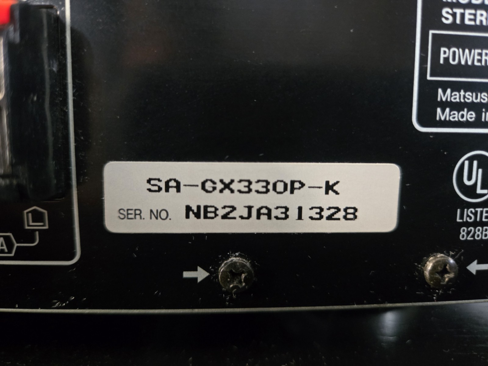 Technics SA-GX330 AV Control Stereo/VCR/CD/PHONO Receiver. READ