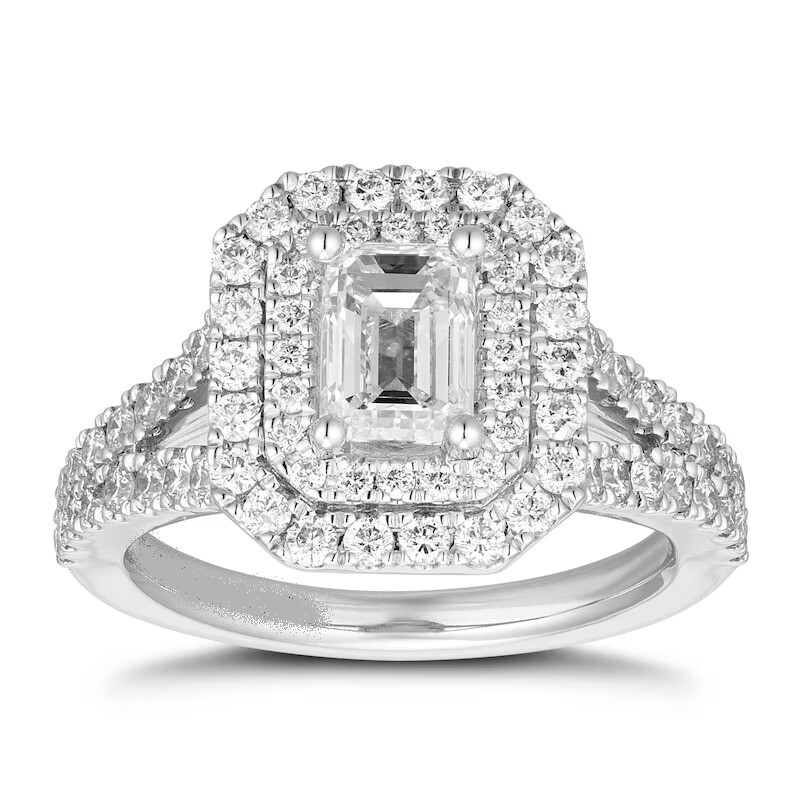 Vera Wang 1/2 CT White Emerald Cut Simulated Diamond Wedding Ring In 925 Silver