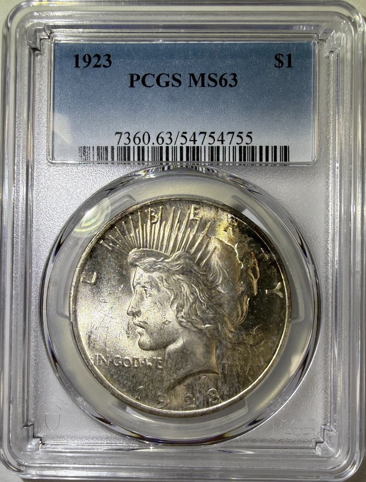 1923 $1 Peace Silver Dollar PCGS MS63 (755)