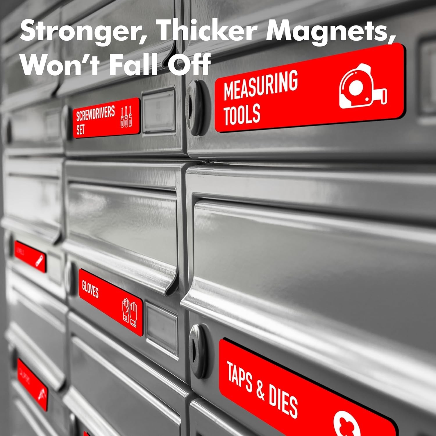 90 PCS Magnetic Toolbox Labels | Large, Easy-Read Tool Chest Drawer Organizers