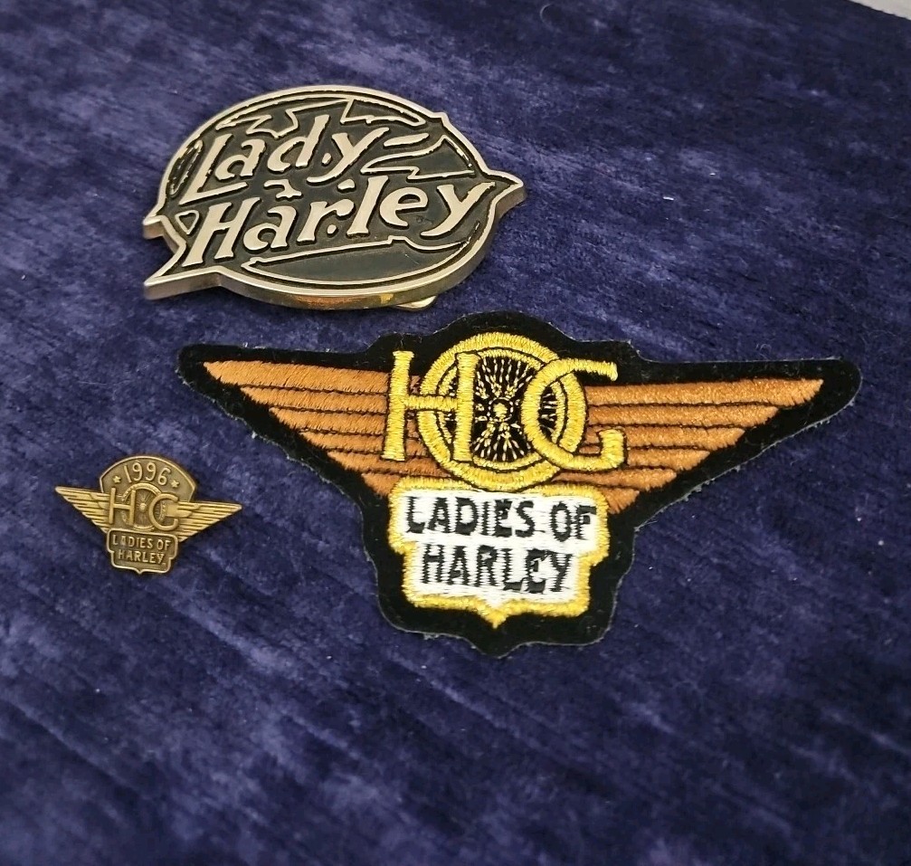 Lady Harley Belt Buckle, Ladies Of Harley Davidson HOG Pin & Patch