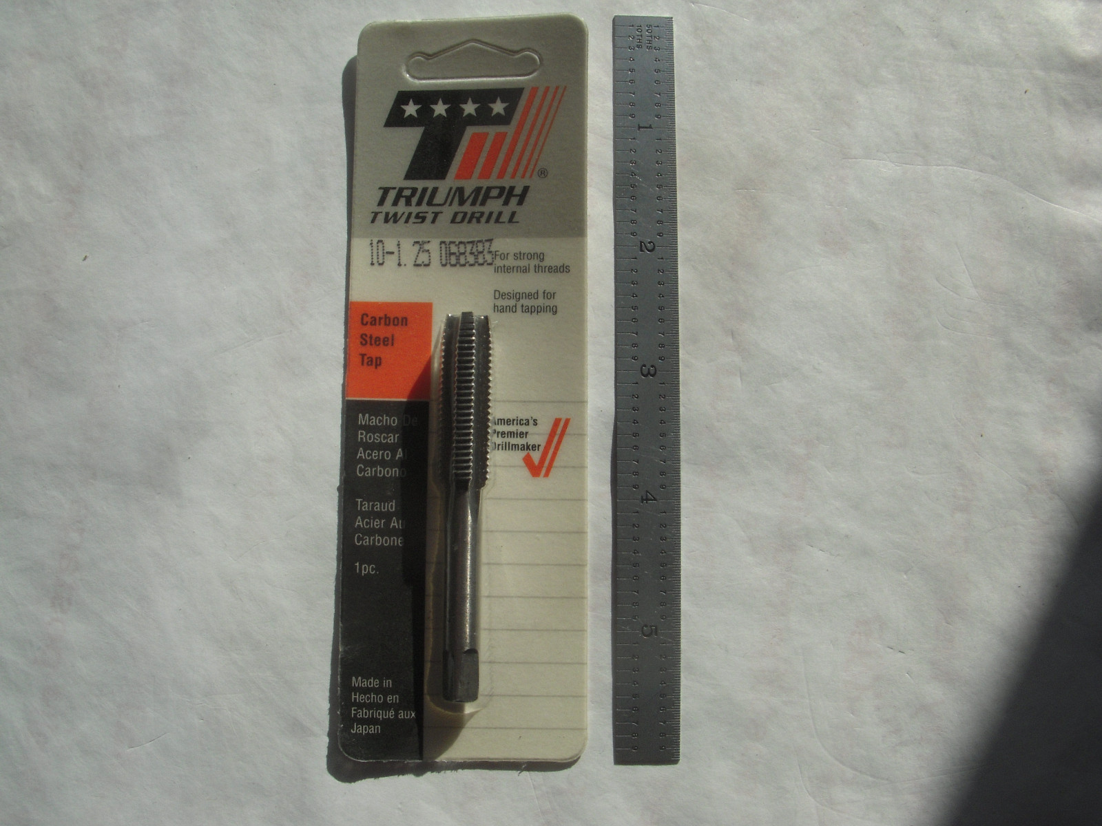 NEW TRIUMPH TWIST DRILL USA M10 X 1.25 4 FLUTE CARBON STEEL HAND TAP #068383