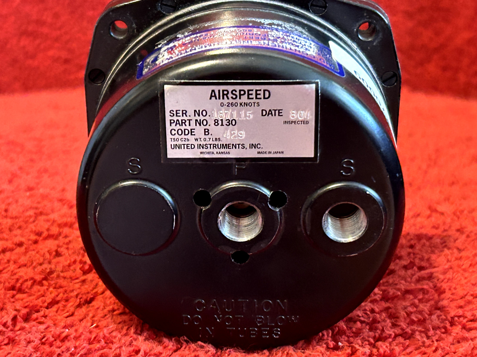 UNITED INSTRUMENTS TRUE AIRSPEED INDICATOR P/N 8130