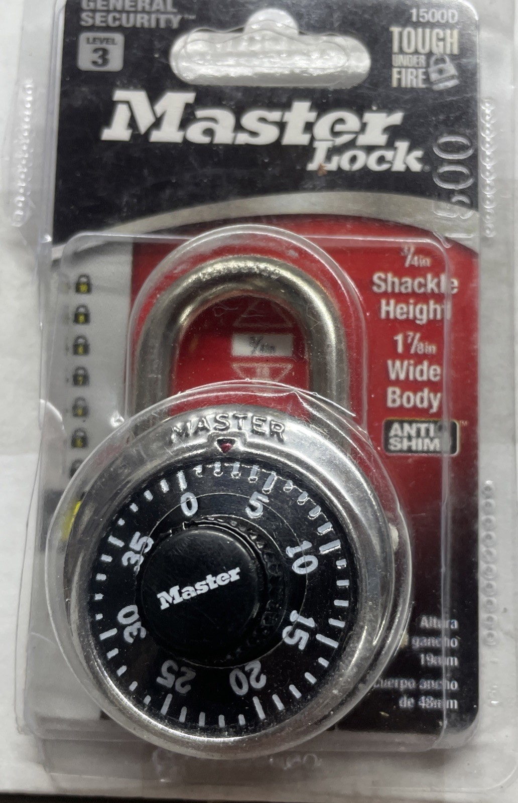 Master Lock 1500D Combination Padlock Anti-Shim Black