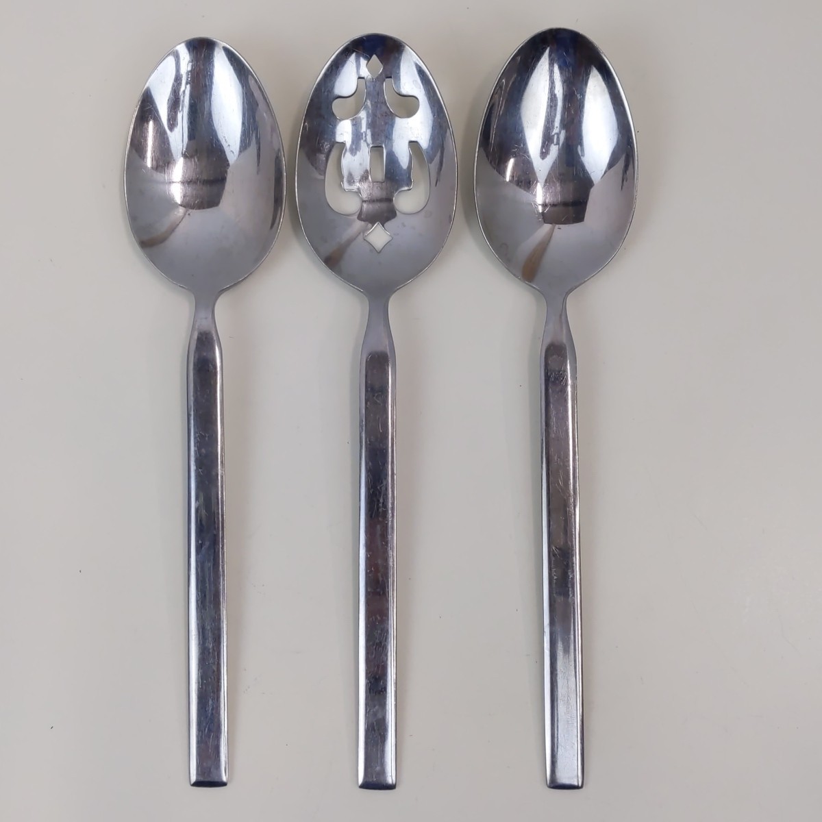 Cambridge Stainless Steel Spoon Set Pierced Sugar Serving Flatware 3pc Vintage