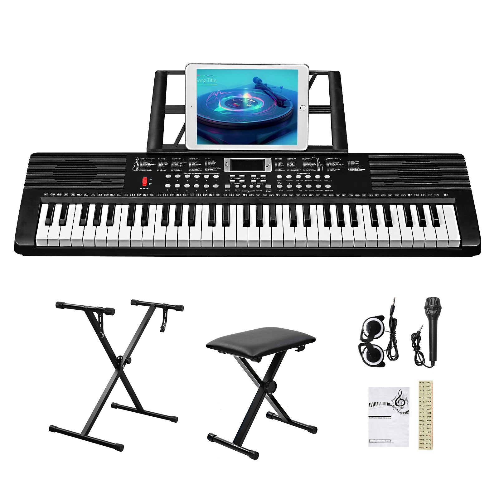 🎸FAST, FREE SHIPPING!🎸61 Key Electric Piano/Keyboard +USB MIDI +Stand +Mic!
