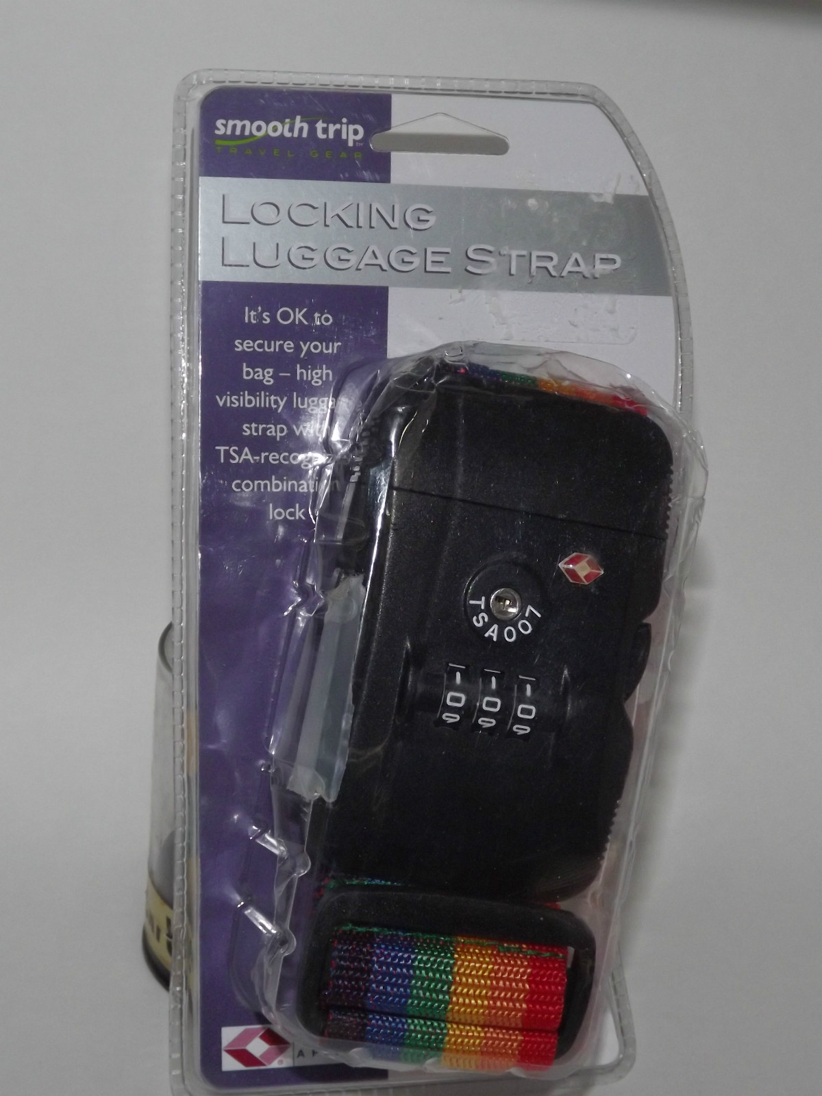 Smooth Trip Locking Luggage Strap Adjustable 83" Rainbow Strap TSA Approved (c)