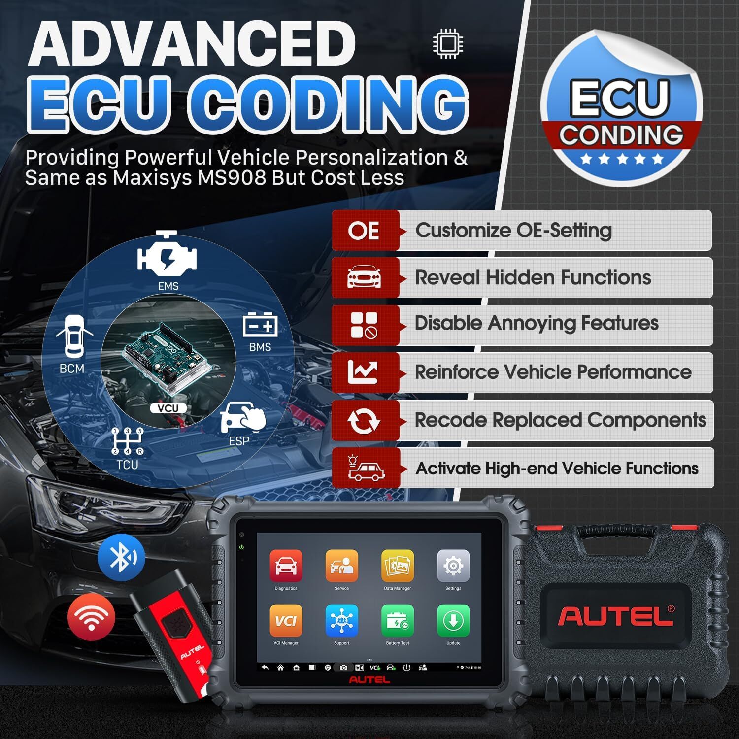 2024 Newest Autel MaxiSys MK906 Pro MS906 PRO Coding Car Diagnostic Scanner Tool