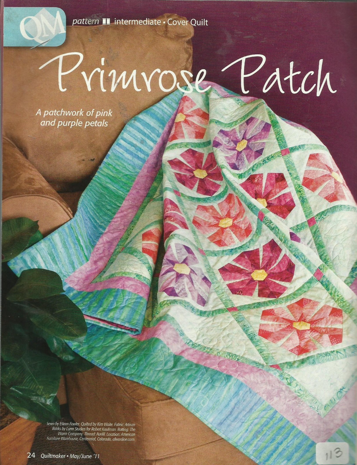 D0160  PRIMROSE PATCH QUILT PATTERN/INSTRUCTIONS