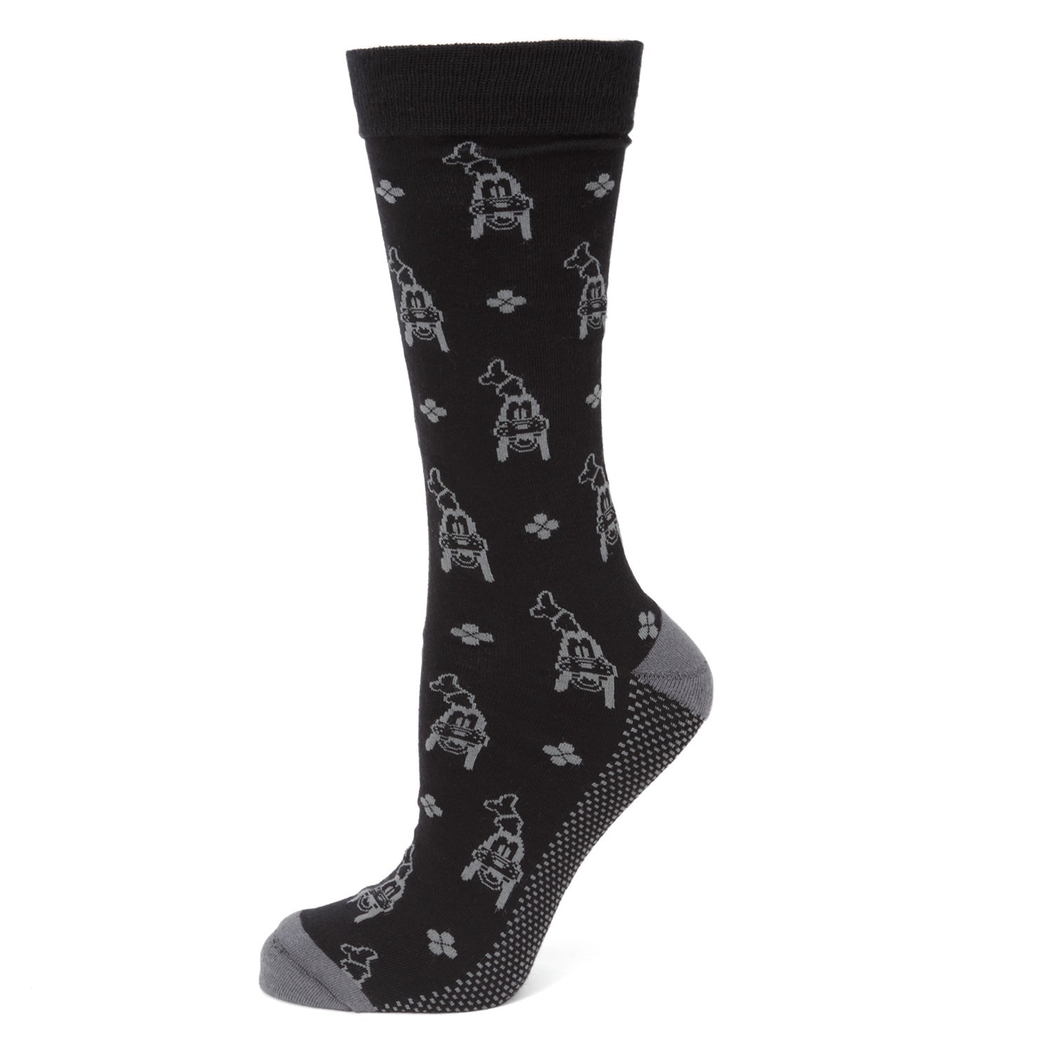 Disney Goofy Motif Black Men's One Size Crew Socks