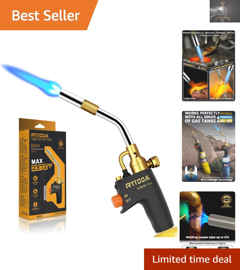 GJ-8000pro High Intensity Propane Torch Head - Ergonomic Trigger Start Torch
