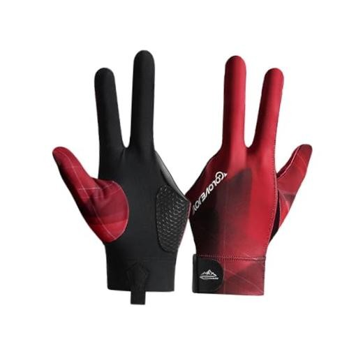 Red 3 Finger Pool Gloves for Left Hand - Billiards - Red