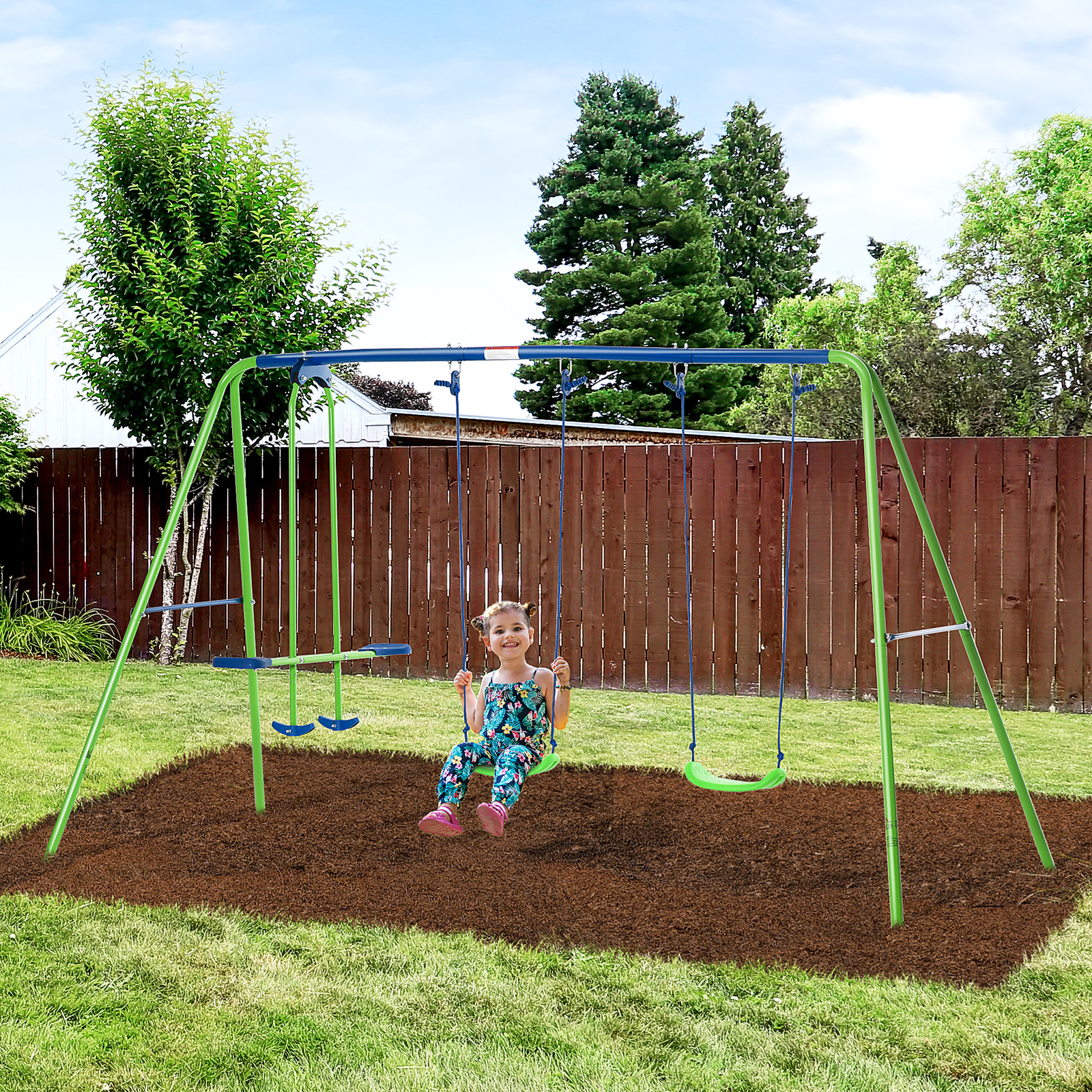 Children's Playground Set, Adjustable Ropes with Metal Frame for Stability