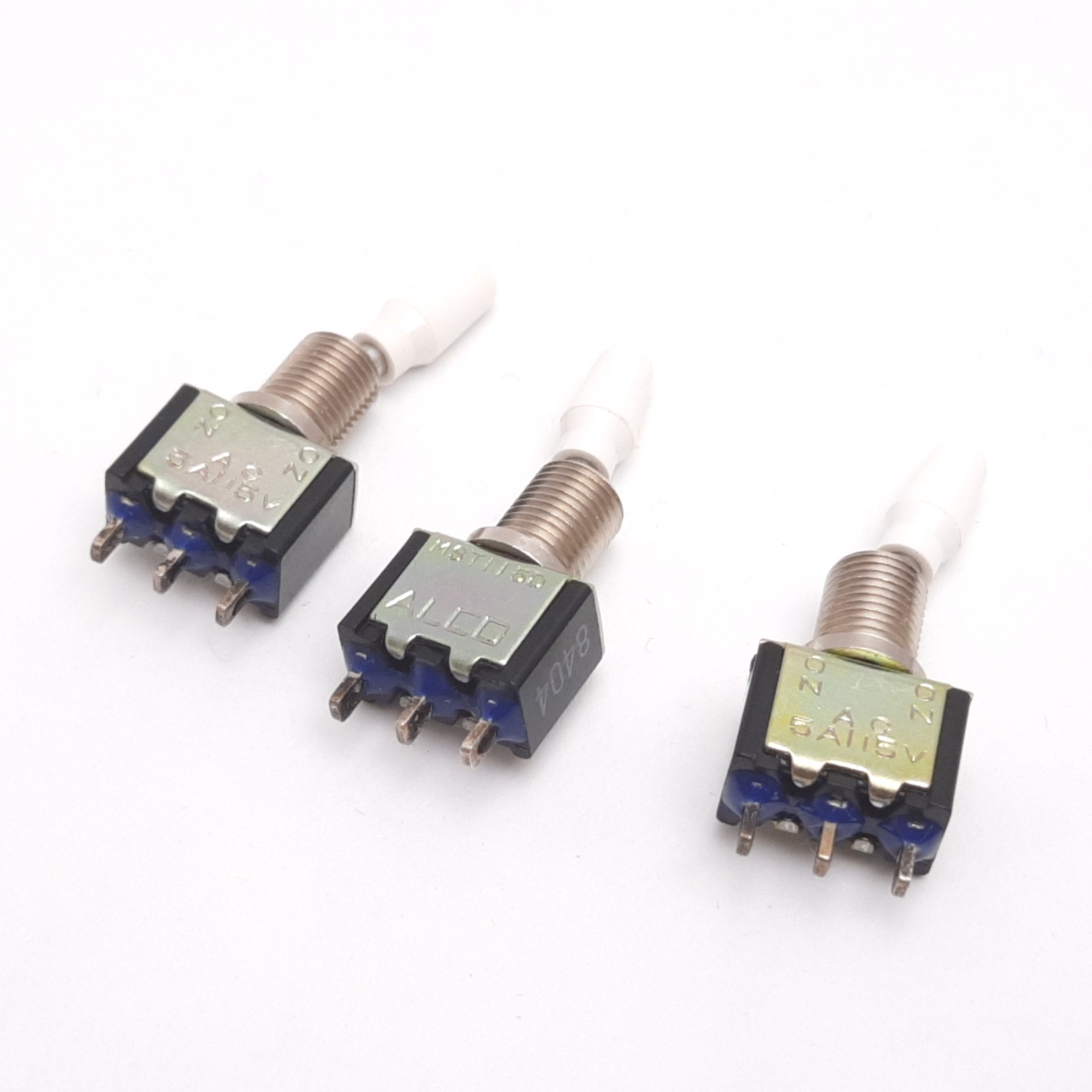 Lot of 3 Alco MST115D Mini Toggle Switch, 2-Position Maintained, N/O, 5A 115VAC