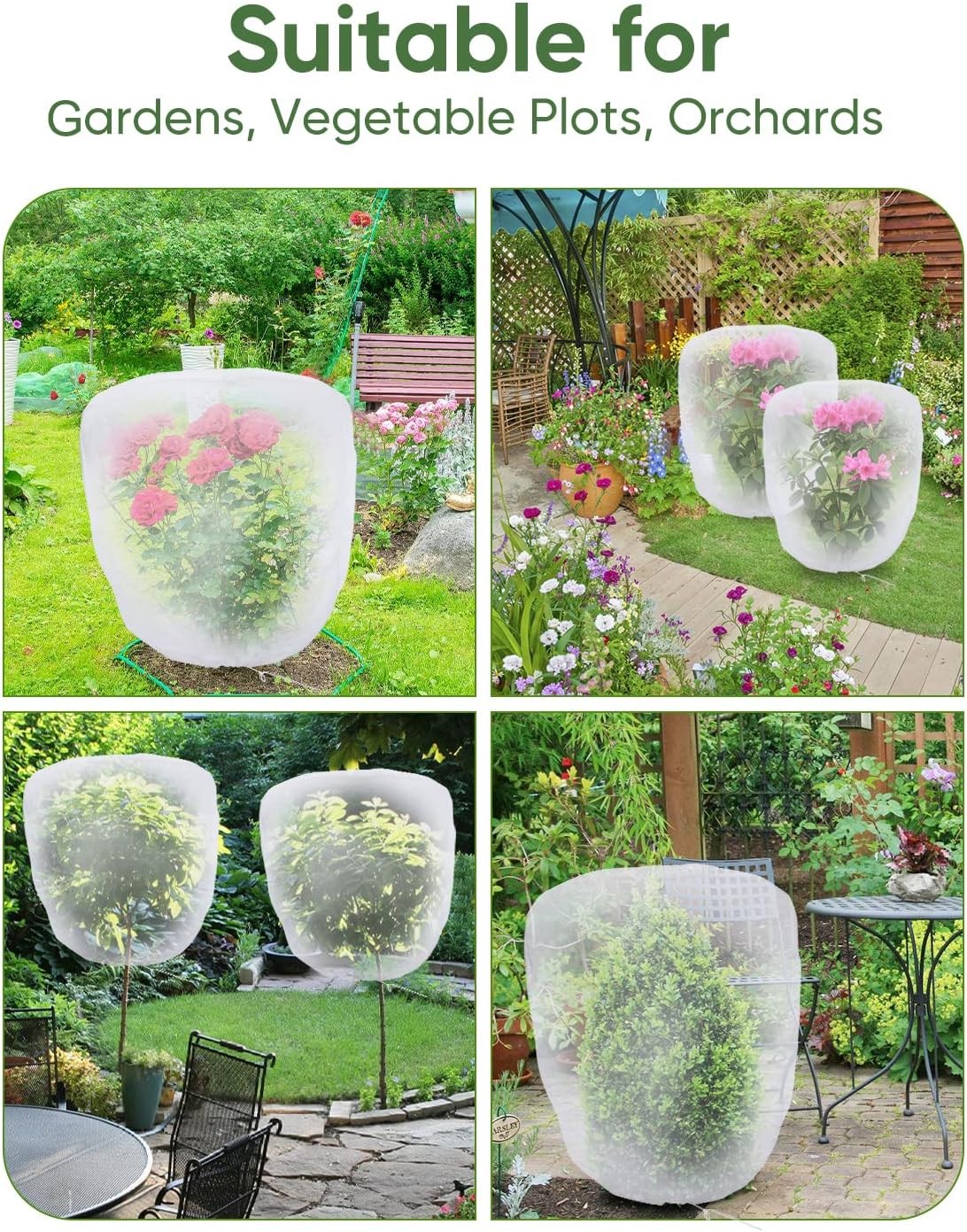 Bird Netting for Garden Protection - 4 Pack 3.3Ft x 2.7Ft/4 Pack, White