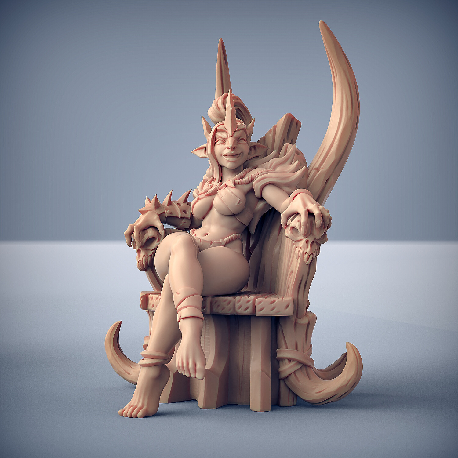 Hobgoblin Queen Pinup on Throne - Artisan Guild Dungeons and Dragons Miniature