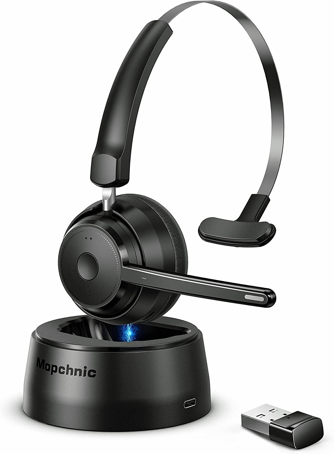 Bluetooth Headset, Wireless Headset with Upgraded Microphone AI Noise Canceling,